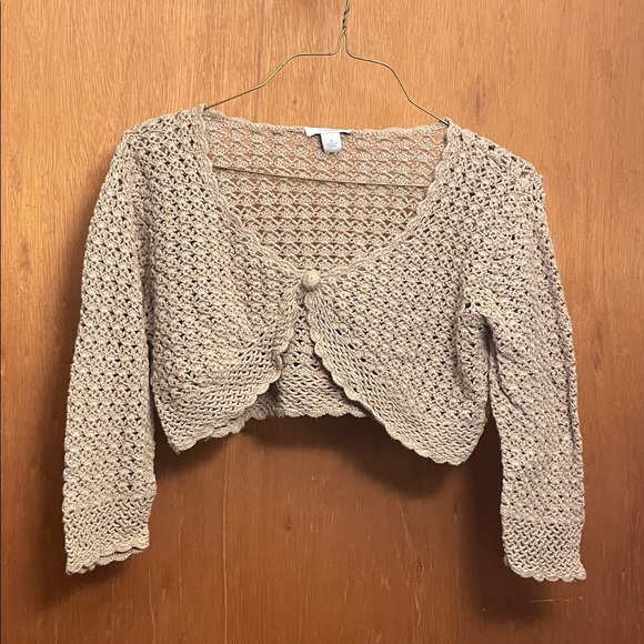 dressbarn Sweaters - Dressbarn Tan Cropped Knit Sweater